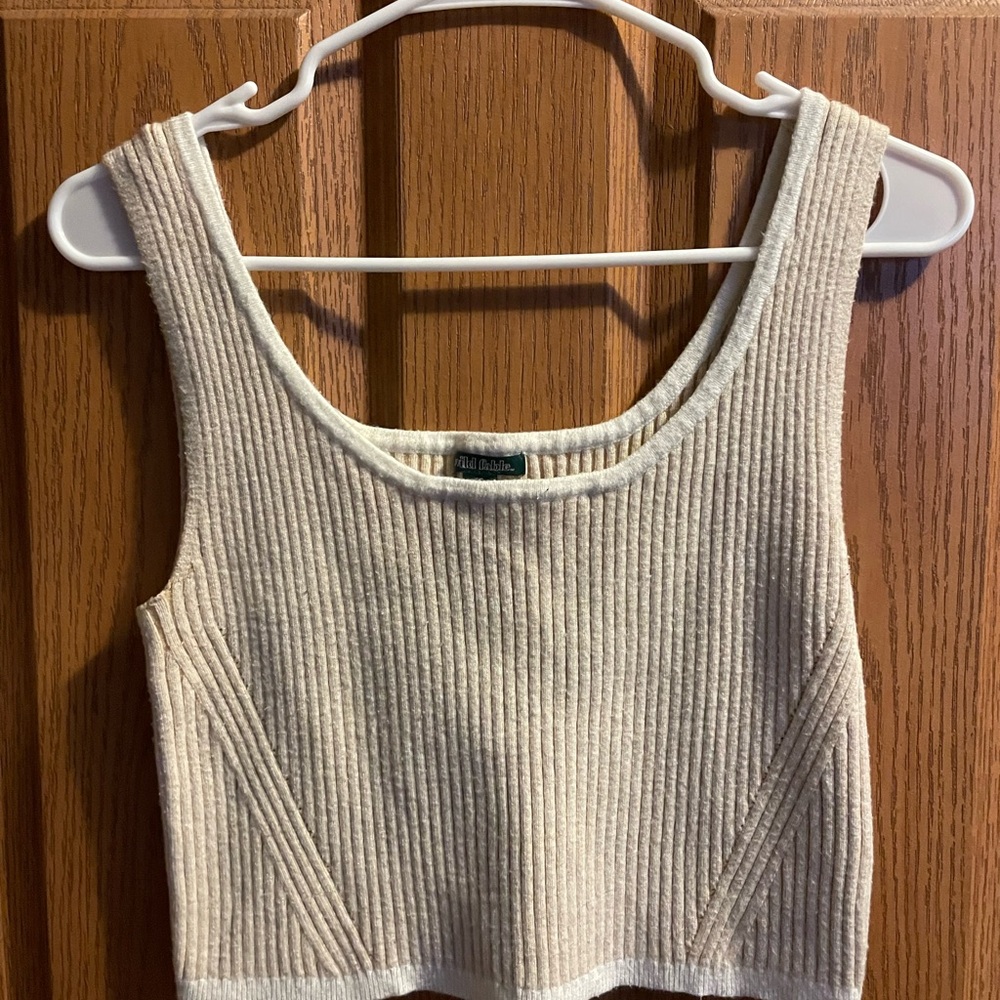 Wild Fable Cream Ribbed Crop Tank Top